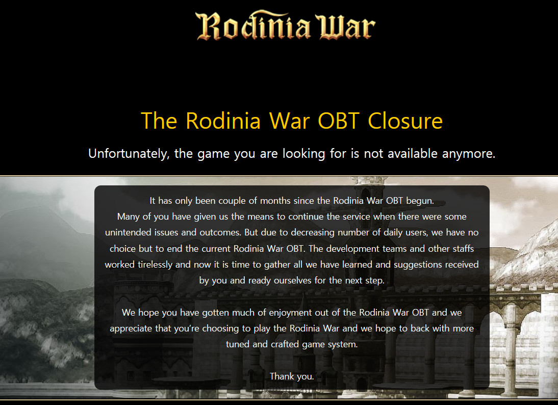 Rodinia war zakończono OBT i co dalej